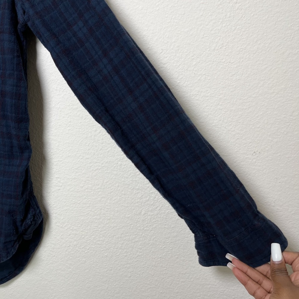Velvet by Graham &‎ Spencer Women Flannel Shirt Medium Blue Academia Cabincore - Picture 3 of 7